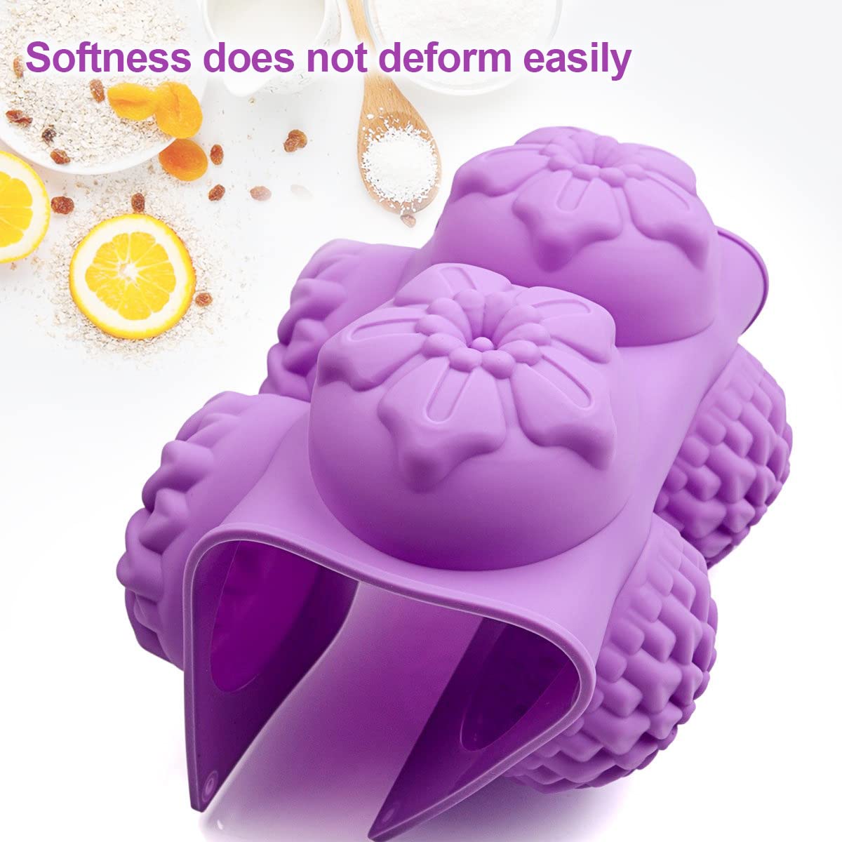 Oligitdi Silicone Cupcake Baking Muffin Mould Silicone 6 Cavity Mixed Flower Cupcake Baking Muffin Candle Soap Mould